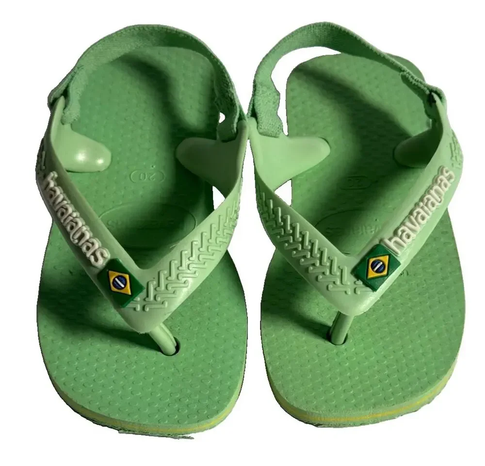 Havaianas Kids Brazil Flip Flops Green Heel Strap Sandals US 4C EU 22 Size 20